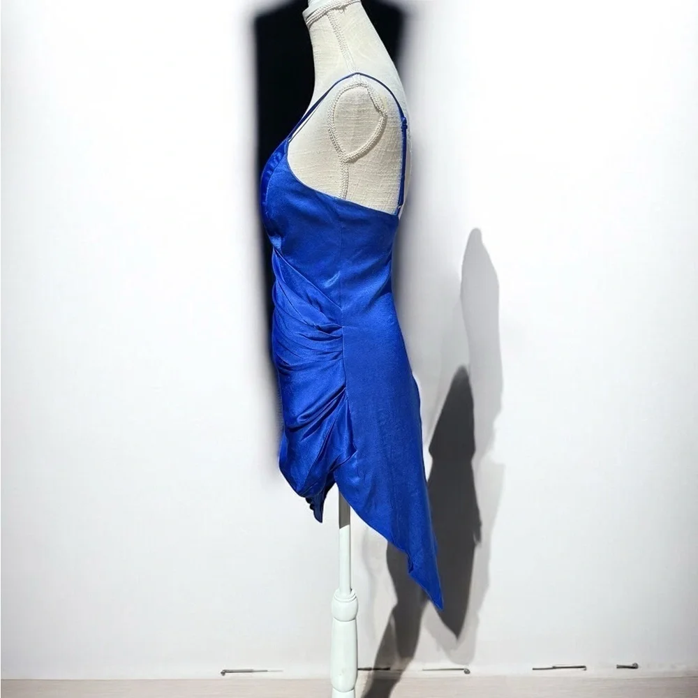 🌻NEW BARDOT Blue Oceana Asymmetric Handkerchief Hem Dress Size 6